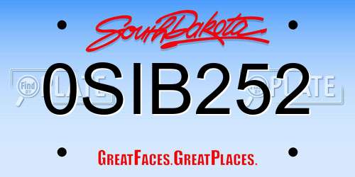0SIB252 South Dakota License Plate