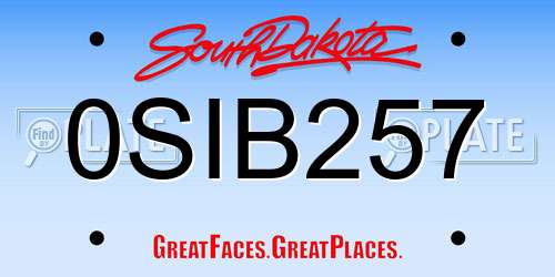 0SIB257 South Dakota License Plate