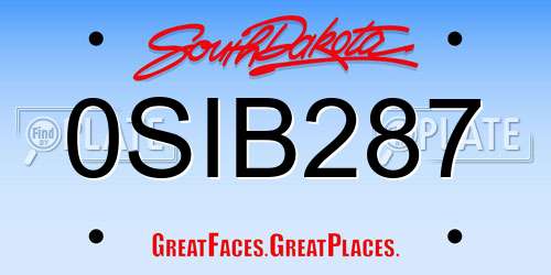 0SIB287 South Dakota License Plate