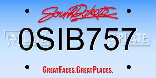 0SIB757 South Dakota License Plate