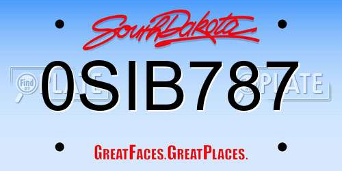0SIB787 South Dakota License Plate