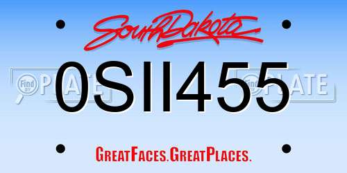 0SII455 South Dakota License Plate