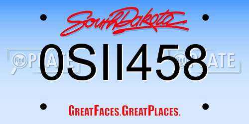 0SII458 South Dakota License Plate