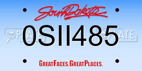 0SII485 South Dakota License Plate