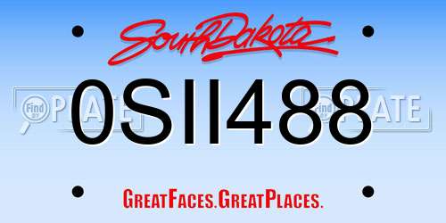 0SII488 South Dakota License Plate