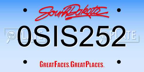 0SIS252 South Dakota License Plate