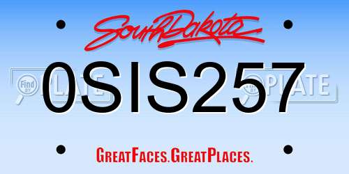 0SIS257 South Dakota License Plate