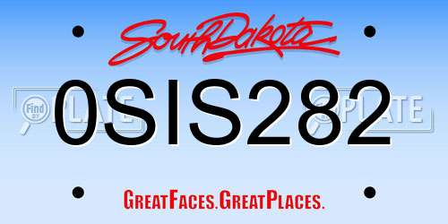 0SIS282 South Dakota License Plate