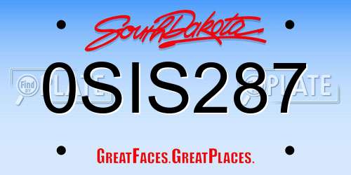 0SIS287 South Dakota License Plate