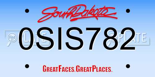0SIS782 South Dakota License Plate