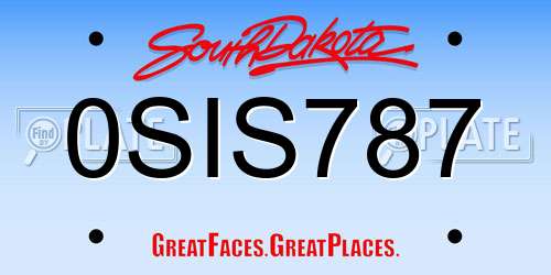 0SIS787 South Dakota License Plate