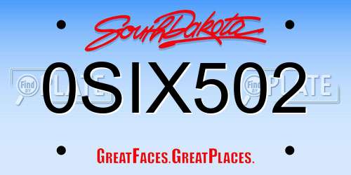 0SIX502 South Dakota License Plate