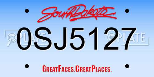 0SJ5127 South Dakota License Plate