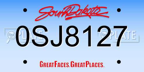 0SJ8127 South Dakota License Plate