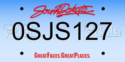 0SJS127 South Dakota License Plate