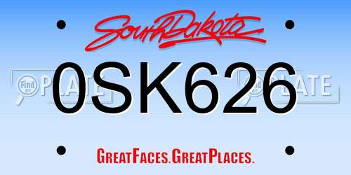0SK626 South Dakota License Plate
