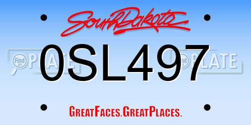 0SL497 South Dakota License Plate