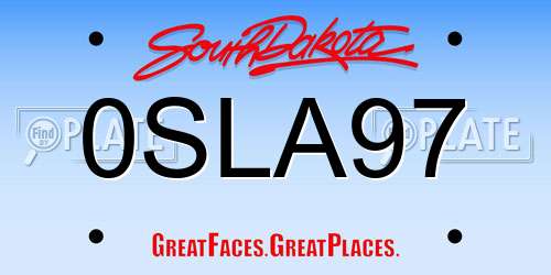 0SLA97 South Dakota License Plate