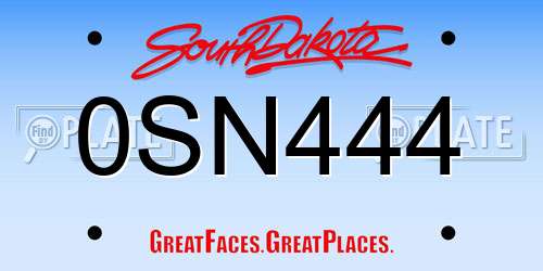 0SN444 South Dakota License Plate