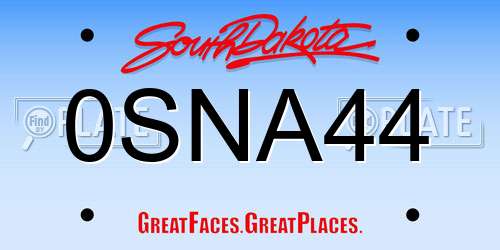 0SNA44 South Dakota License Plate