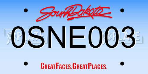 0SNE003 South Dakota License Plate