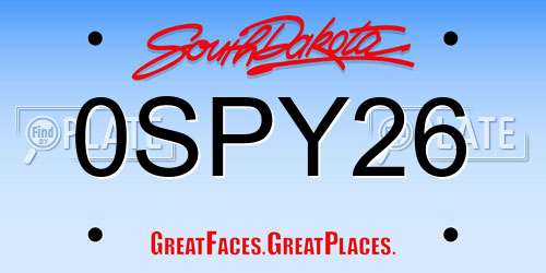 0SPY26 South Dakota License Plate
