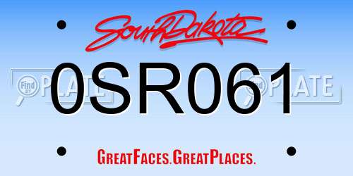 0SR061 South Dakota License Plate