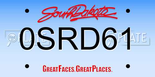0SRD61 South Dakota License Plate