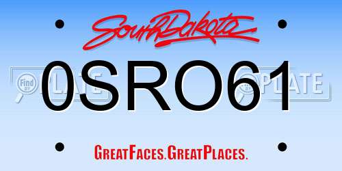 0SRO61 South Dakota License Plate