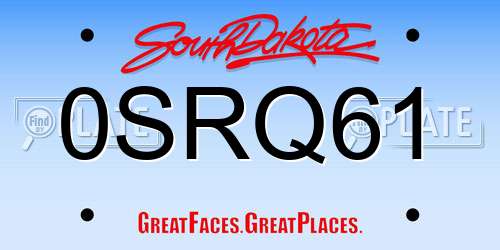 0SRQ61 South Dakota License Plate