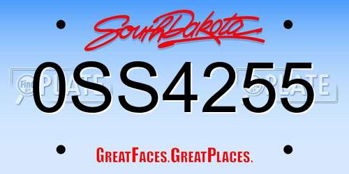 0SS4255 South Dakota License Plate