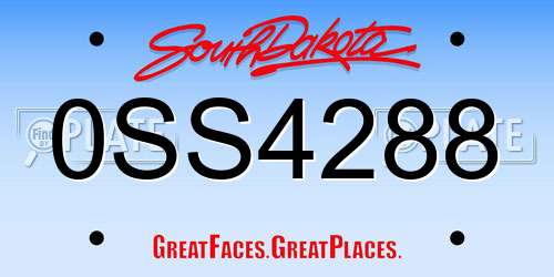 0SS4288 South Dakota License Plate
