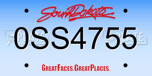 0SS4755 South Dakota License Plate