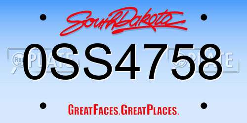 0SS4758 South Dakota License Plate