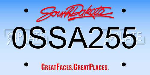 0SSA255 South Dakota License Plate