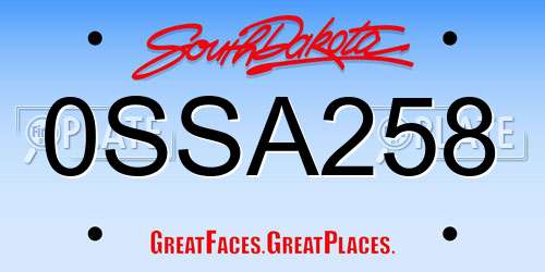 0SSA258 South Dakota License Plate