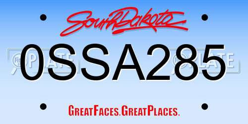 0SSA285 South Dakota License Plate