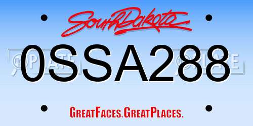 0SSA288 South Dakota License Plate