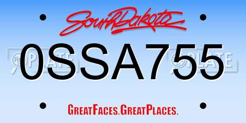 0SSA755 South Dakota License Plate