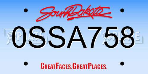 0SSA758 South Dakota License Plate