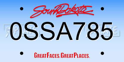 0SSA785 South Dakota License Plate