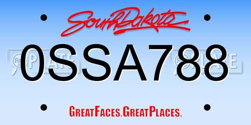 0SSA788 South Dakota License Plate