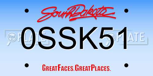0SSK51 South Dakota License Plate