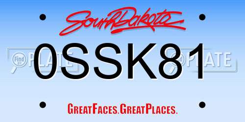 0SSK81 South Dakota License Plate