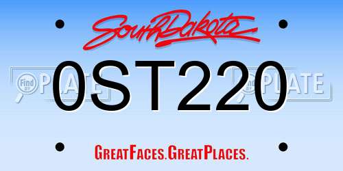 0ST220 South Dakota License Plate