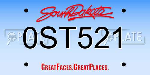 0ST521 South Dakota License Plate