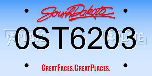 0ST6203 South Dakota License Plate
