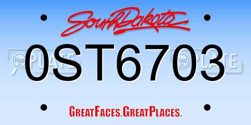 0ST6703 South Dakota License Plate