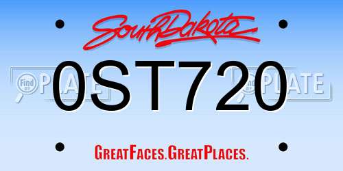 0ST720 South Dakota License Plate