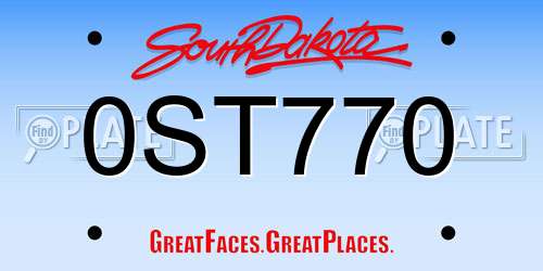 0ST770 South Dakota License Plate